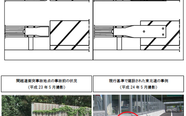 不連続部のガードレール取換え