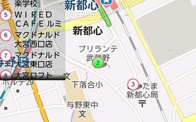 左上の店名をタップすると、お店の場所と関連画像が表示される