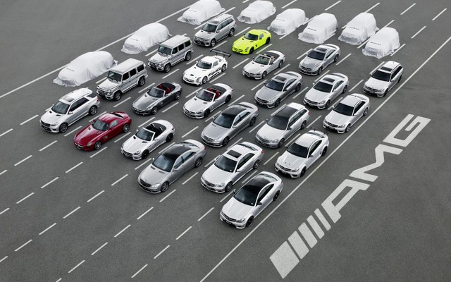 現行AMG車のフルラインナップの後方に予告された今後5年間に登場するAMG車