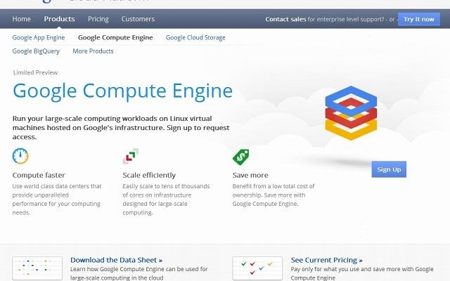 「Google Compute Engine」紹介ページ