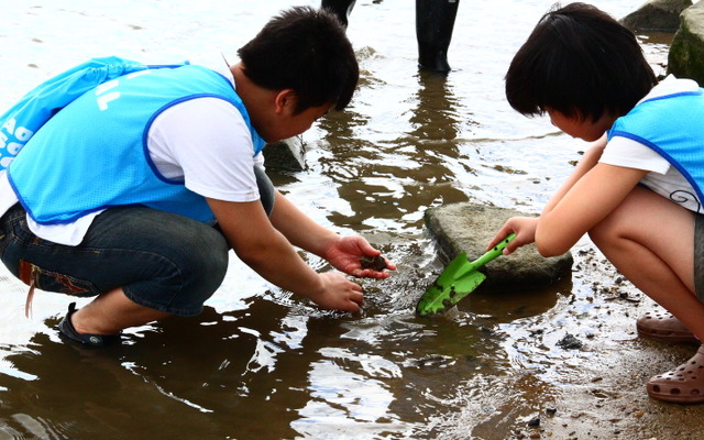 阪神高速11号池田線・東海道線の橋梁ちかくの淀川に生息する生き物を確認