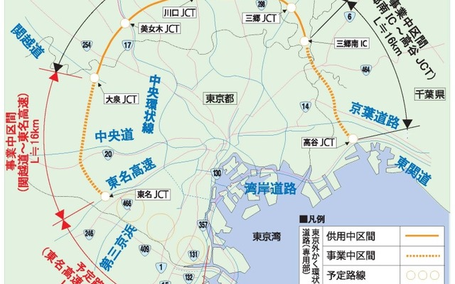 東京外かく環状道路、関越～東名が本格着工へ…9月5日着工式