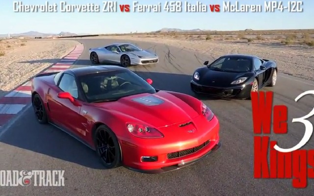 コルベットZR1、フェラーリ458イタリア、マクラーレンMP4-12Cの3台を比較テストした米『ROAD＆TRACK』