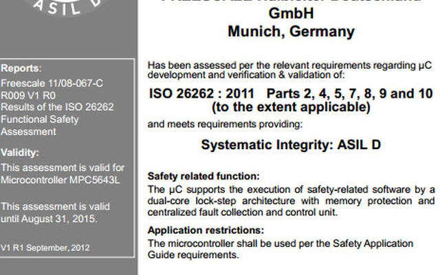 ISO 26262機能安全規格の合格証