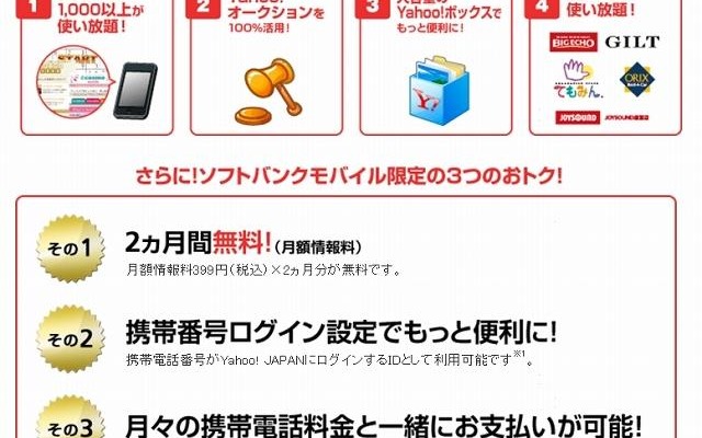 「Yahoo!プレミアム for SoftBank」の特典