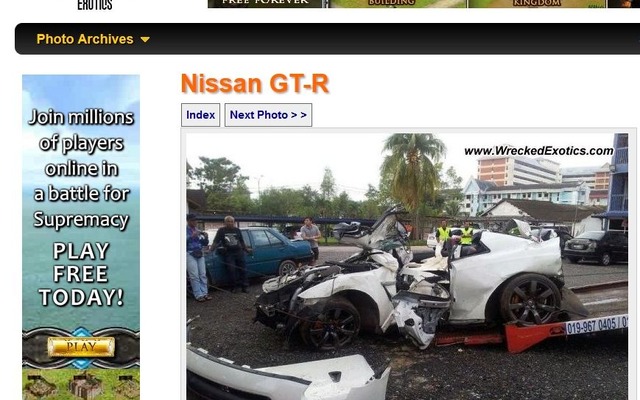 マレーシアで10月7日に起きた日産GT-Rの事故の様子を伝えた『WRECKED EXOTICS』