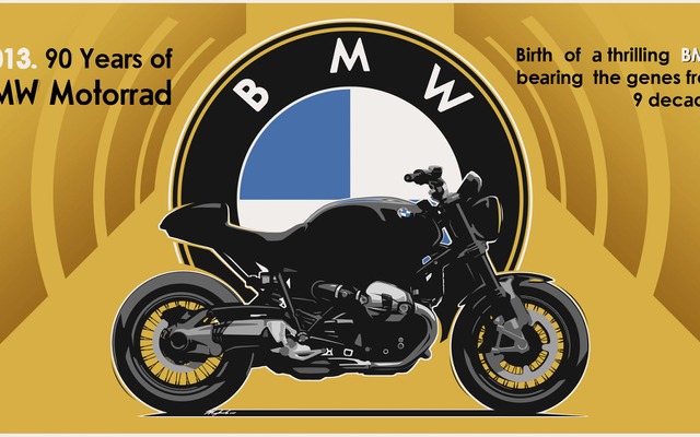 BMWモトラッドの90周年記念車の予告イラスト