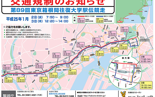 箱根駅伝に伴う都内交通規制