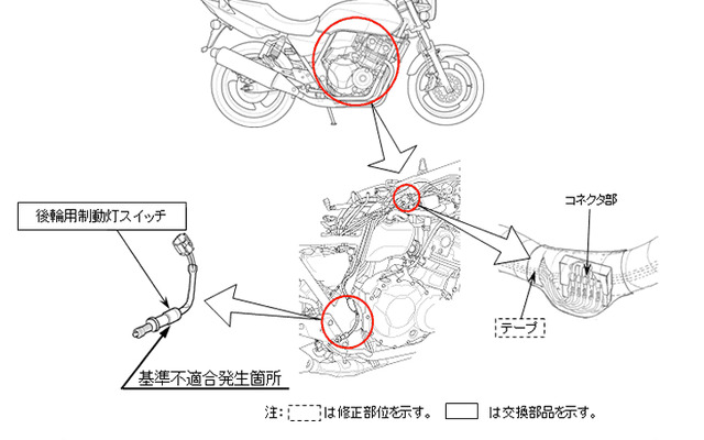 【リコール】ホンダ CB400…制動灯が点灯しなくなるおそれ