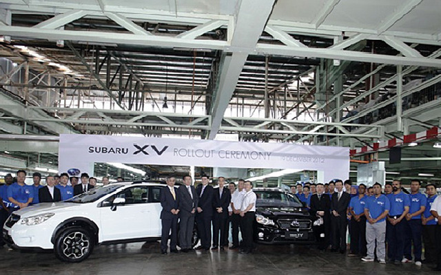 スバル XV　KD生産　ラインオフ式