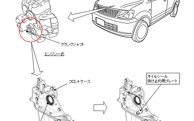 三菱自動車が国土交通省に届け出たリコールの不具合箇所説明図