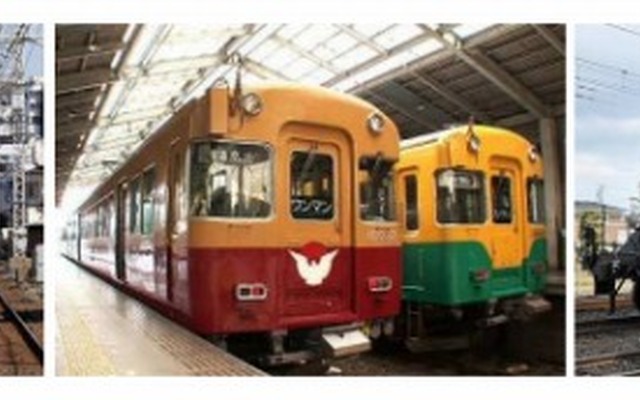 3社の旧3000系特急車（左から京阪電車・富山地鉄・大井川鐵道）