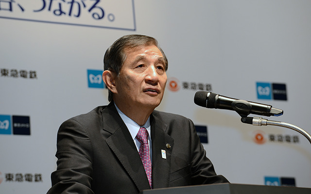 副都心線・東横線相直記念式典での東急・野本社長