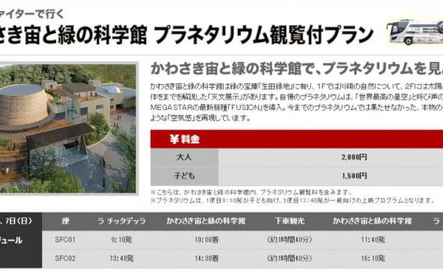 かわさき宙と緑の科学館プラネタリウム観賞付プラン