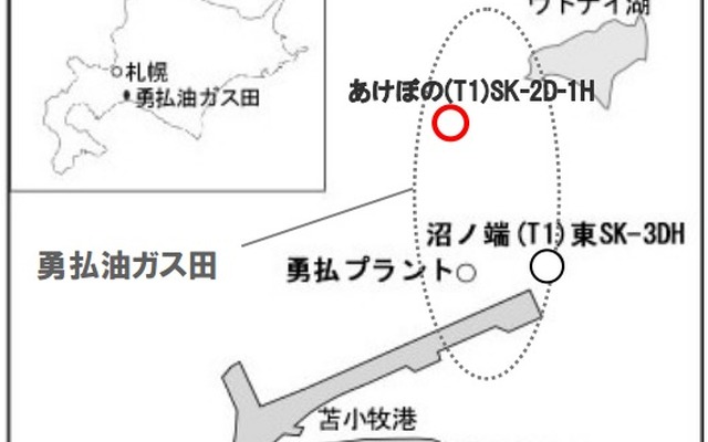 探掘井「あけぼの（T1）SK-2D-1H 号井」等位置図