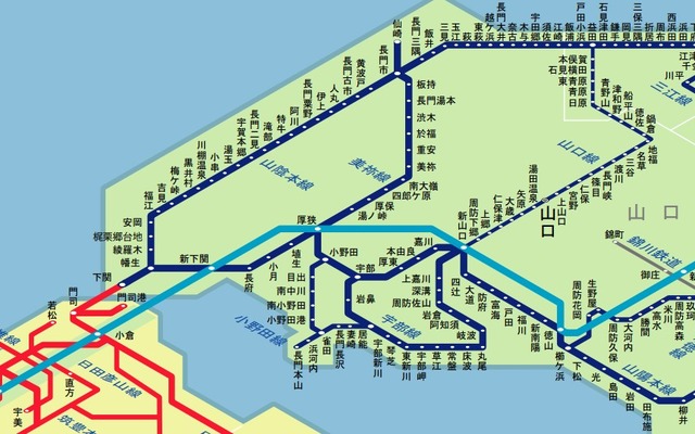 JR西日本・山口～博多間路線図