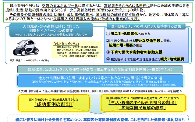 国土交通省、超小型モビリティ導入事業の公募開始