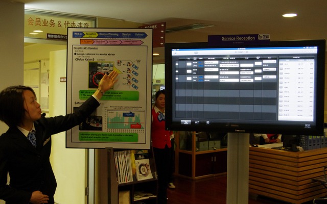 次世代e-CRBでは情報をタブレットでやりとりすることにより、サービスのレセプションカウンターからテクニシャンまでの情報伝達が迅速になったという