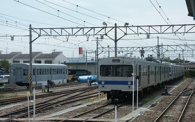 福島交通飯坂線の桜水車庫。