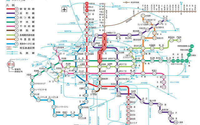 今回新たに携帯電話サービスが利用可能となる路線（赤色）
