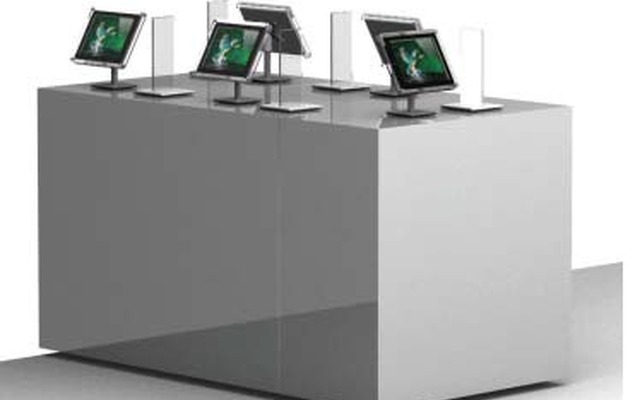 タブレット端末の配置イメージ。東京駅地下1階の「びゅうスクエア」に設置する。