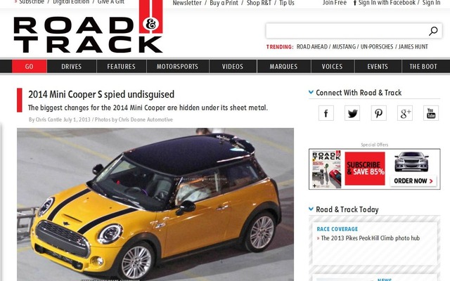 米国の自動車メディア、『ROAD ＆ TRACK』がスクープした次期MINIハッチバック