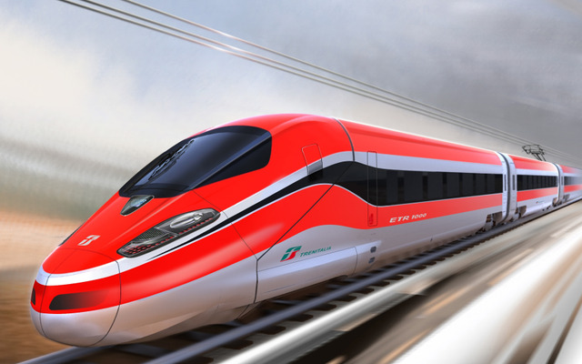 イタリア・トレニタリアが導入する高速車両「フレシアロッサ1000（ETR1000）」。ボンバルディアのV300ゼフィーロを採用した。