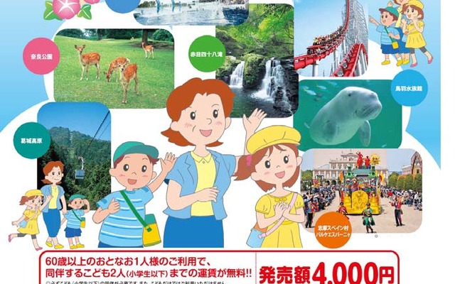 「孫と一緒にお出かけ 全線フリーきっぷ」のポスター。