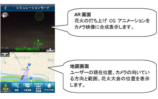 「AR花火スコープ」の画面イメージ