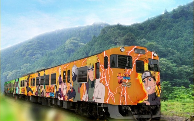 JR西日本が運行している「NARUTO列車」のイメージ。