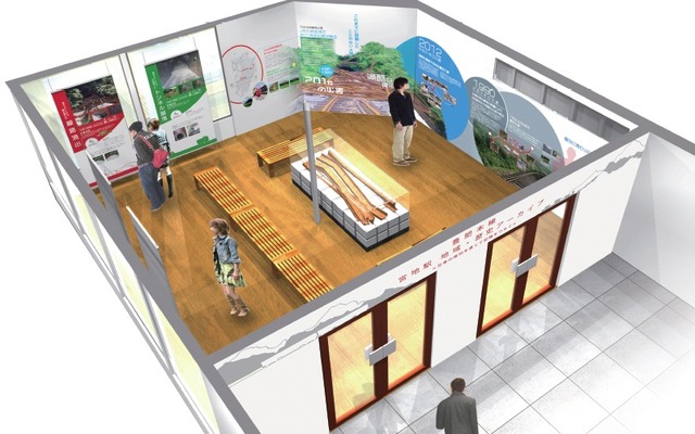 宮地駅に設置される「豊肥本線 災害復旧資料館」のイメージ。