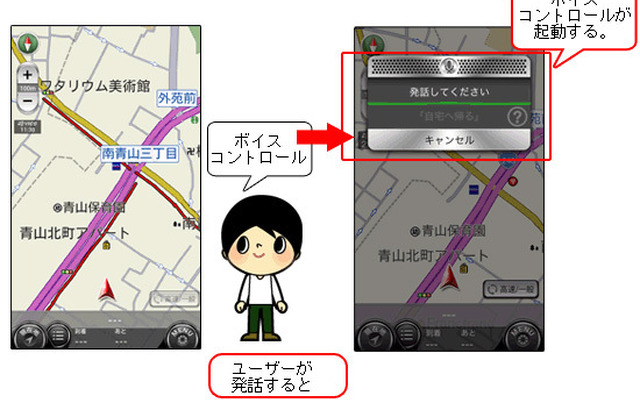スマートフォンに話しかけるだけで、ボイスコントロール機能を起動