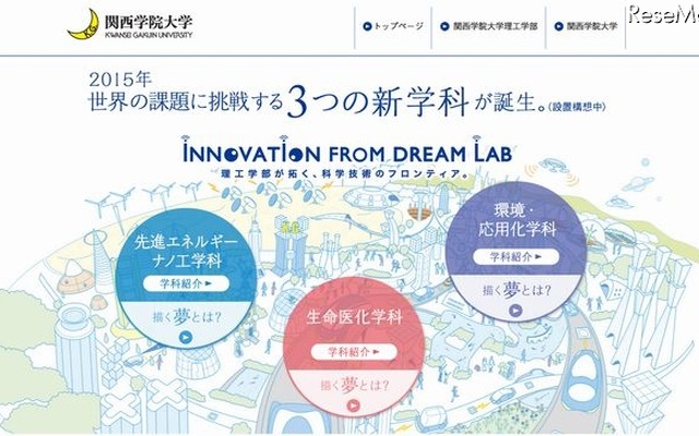 関西学院大学の新学科特設サイト