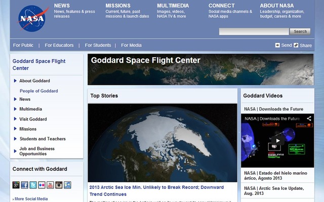 ゴダード宇宙飛行センターwebサイト