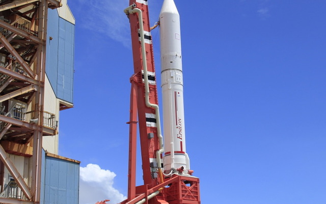 8月20日リハーサル時のイプシロンロケット。打ち上げ中止の原因となった計算機タイミングのずれはこのときから起きていた。