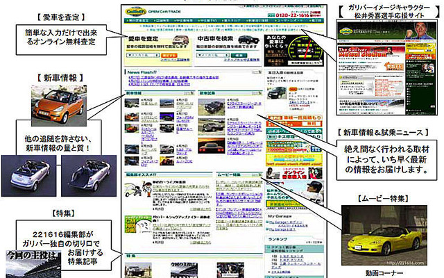 ガリバー、公式サイトのトップページをリニューアル
