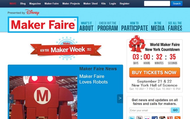 Maker Faireウェブサイト