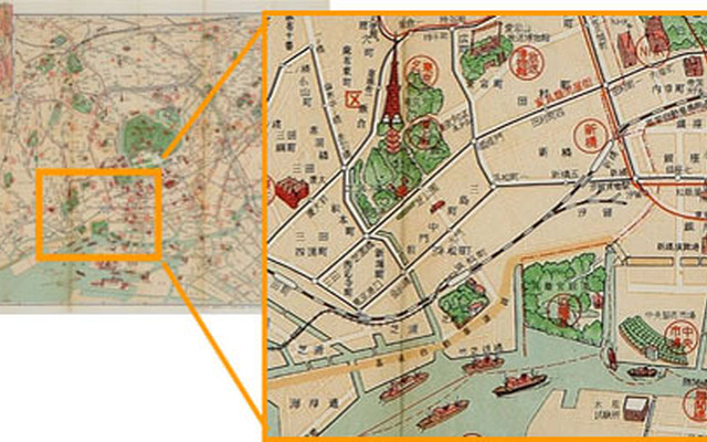 1964年7月版の東京都心の観光案内図