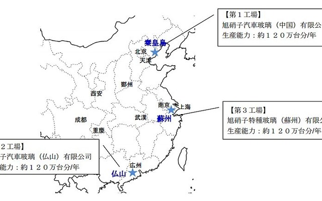 旭硝子の中国における自動車ガラス工場