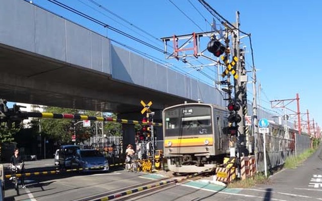 地上に敷設されている南武線の仮上り線。12月23日から奥に見える高架橋に移る。