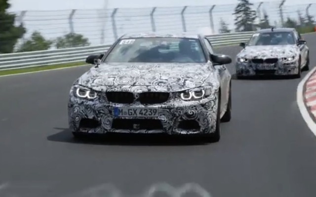 BMW M3 セダン新型と M4 クーペの独ニュルブルクリンで開発テスト