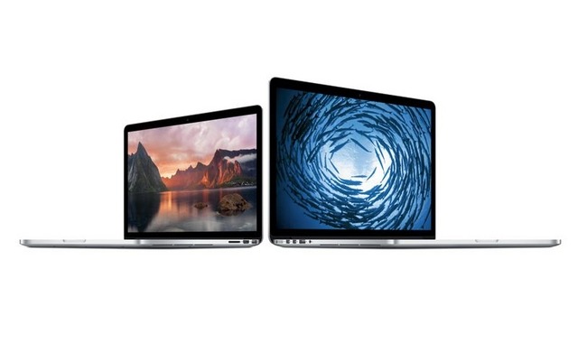 プロセッサに第4世代Core（Haswell）を採用した新型「MacBook Pro」13インチモデル（左）と15インチモデル