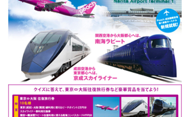ピーチ・成田国際空港・南海・京成が行うピーチ関西～成田線就航キャンペーンのサイト