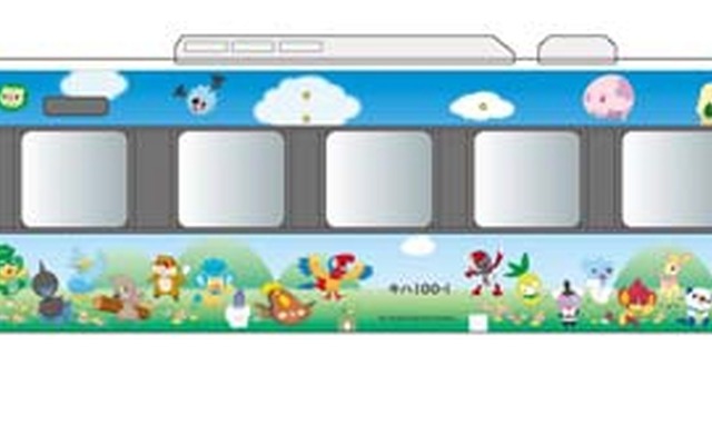 キハ100系気動車を改造した「POKEMON with YOU トレイン」。「ポケットモンスター」のキャラクターでデザインされている。