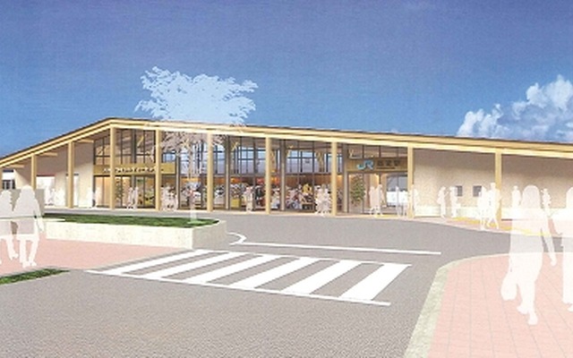 八頭町が計画している郡家駅コミュニティ施設の完成イメージ。