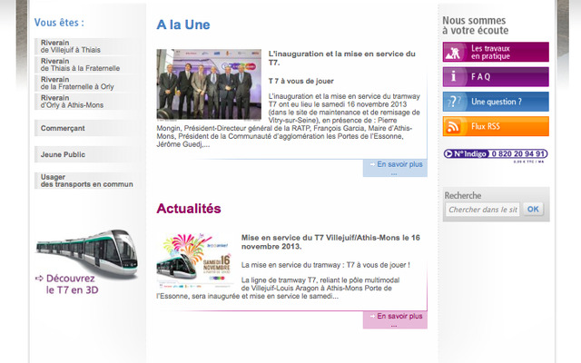 パリに新しく開業したトラム「T7号線」のwebサイト