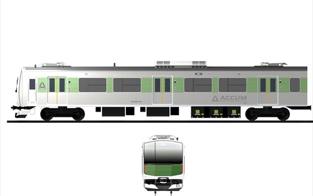 烏山線で運用される予定の蓄電池電車「EV-E301系」。このほど車両の愛称が「ACCUM」に決まった。