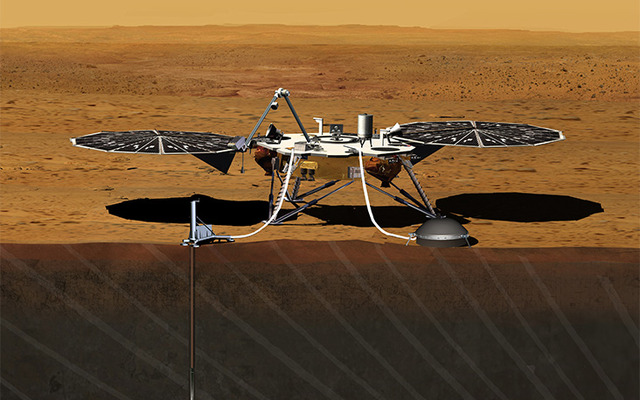 インサイト探査機の火星地球探査のイメージ