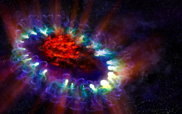 超新星1987Aの想像図　ALMA （ESO／NAOJ／NRAO）／Alexandra Angelich （NRAO／AUI/NSF）