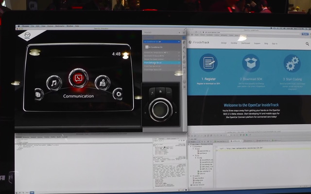 マツダが「Mazda Connect」用アプリ開発のためにパートナーを組んだアプリケーションプラットフォーム『Open Car』の作業用画面